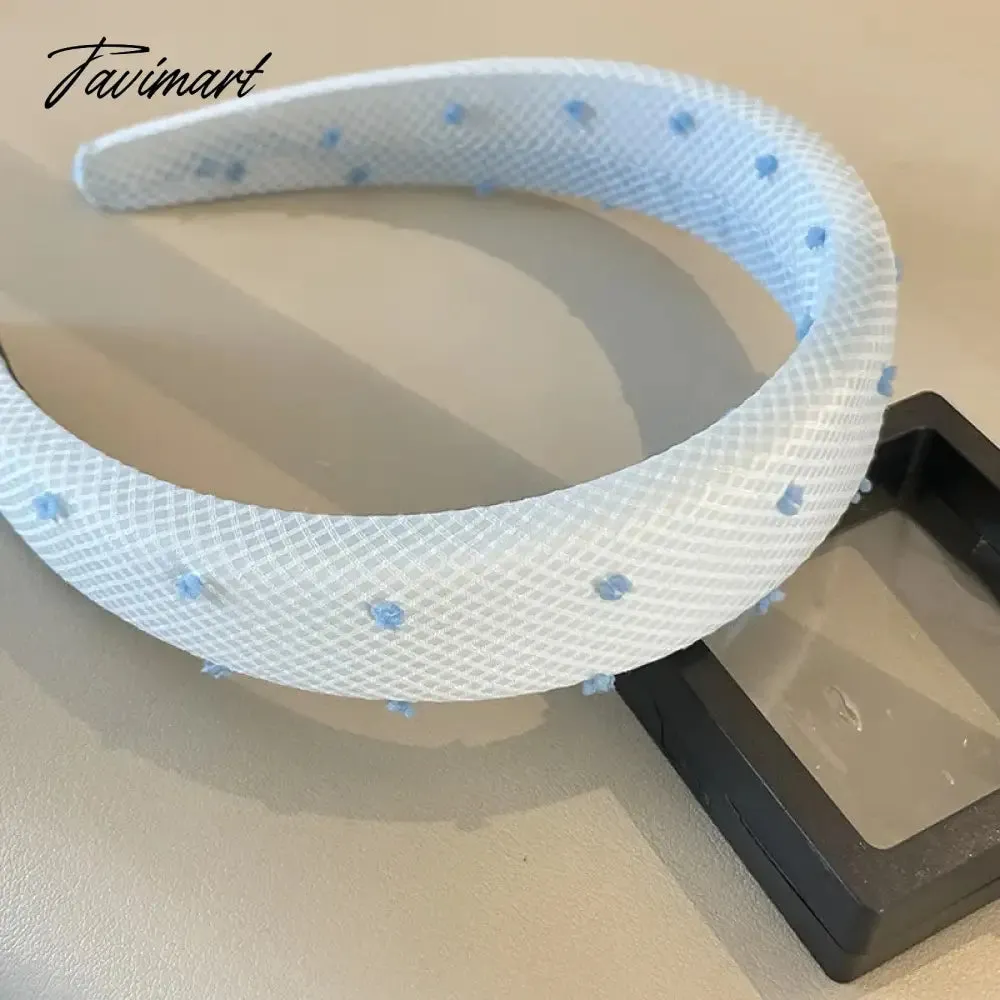 TAVIMART -  Princess Sparking Zirconium Bow Hairhoop Women's Blue Hairpin Internet Hot New Face Wash Hair Band Outing Headdress