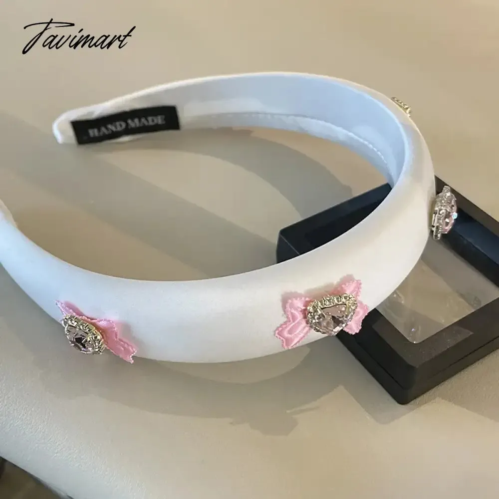 TAVIMART -  Princess Sparking Zirconium Bow Hairhoop Women's Blue Hairpin Internet Hot New Face Wash Hair Band Outing Headdress
