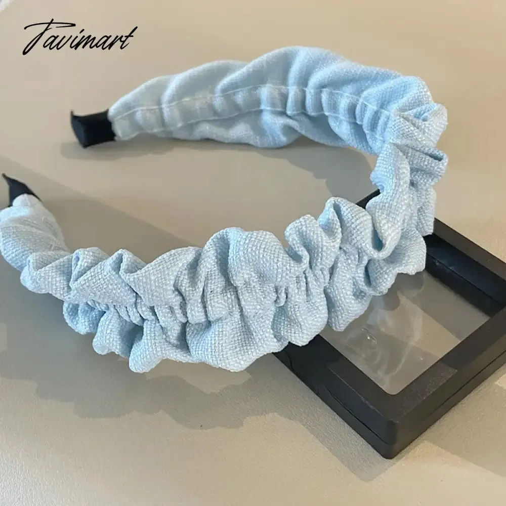 TAVIMART -  Princess Sparking Zirconium Bow Hairhoop Women's Blue Hairpin Internet Hot New Face Wash Hair Band Outing Headdress