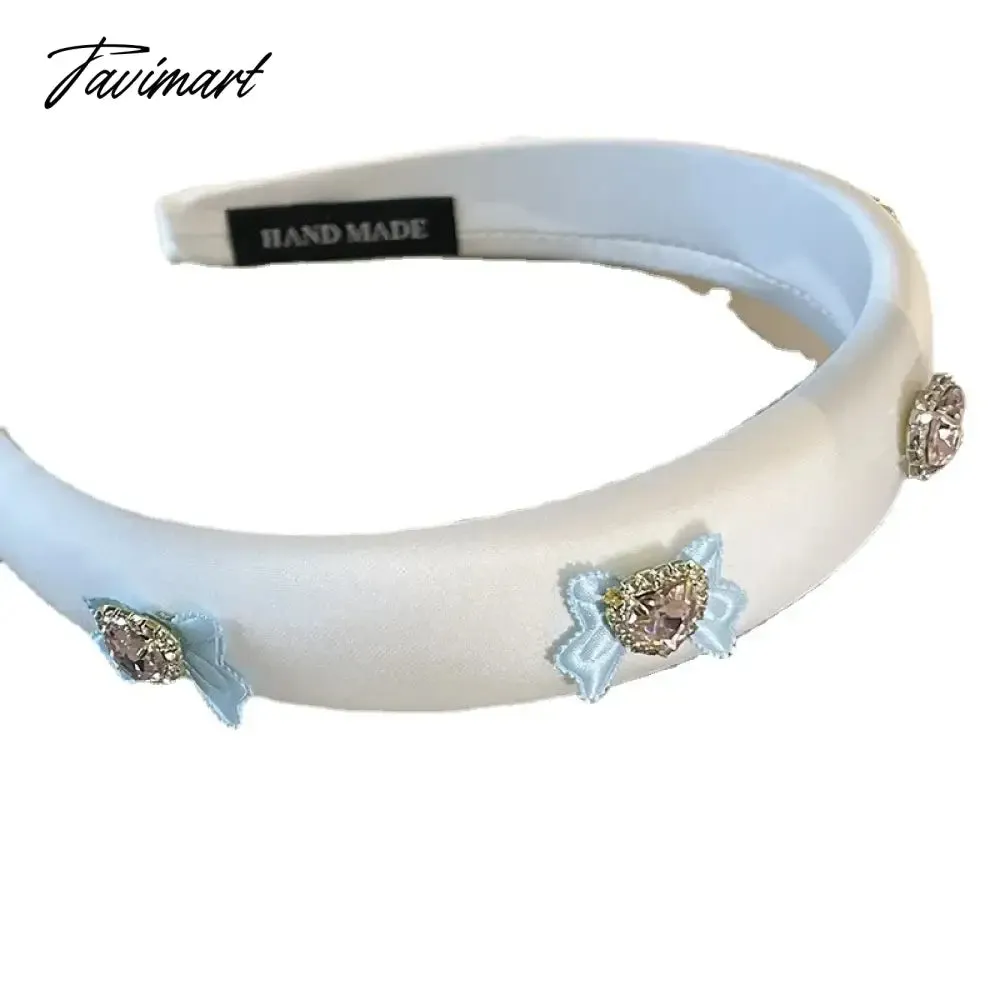 TAVIMART -  Princess Sparking Zirconium Bow Hairhoop Women's Blue Hairpin Internet Hot New Face Wash Hair Band Outing Headdress