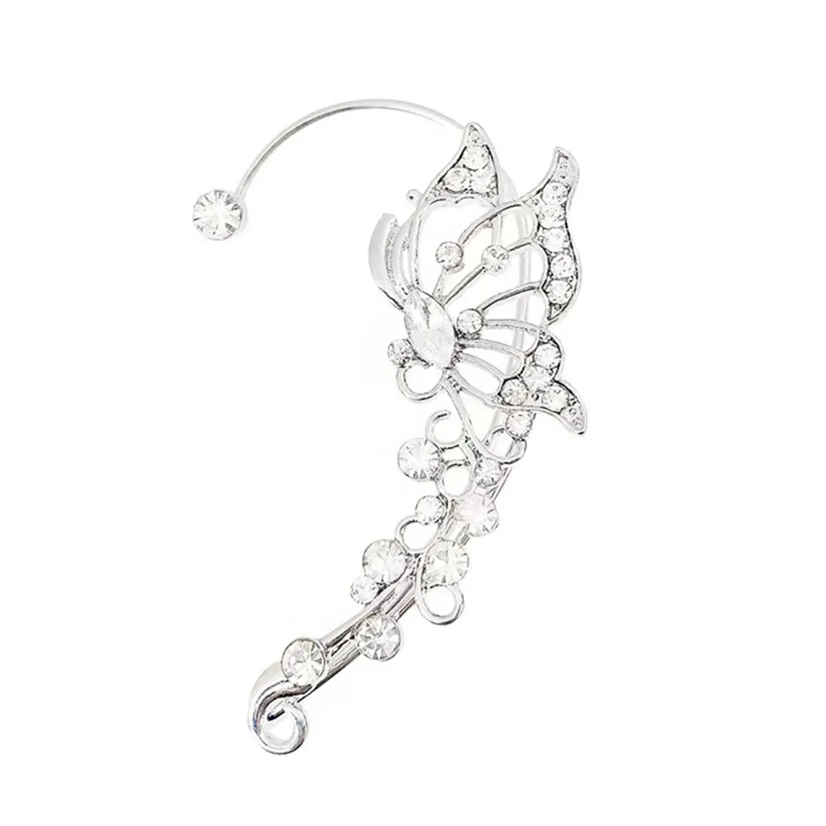 TAVIMART  -  Silver Plated Metal Butterfly Ear Clips Without Piercing For Women Sparkling Zircon Ear Cuff Clip Earrings Wedding Jewelry