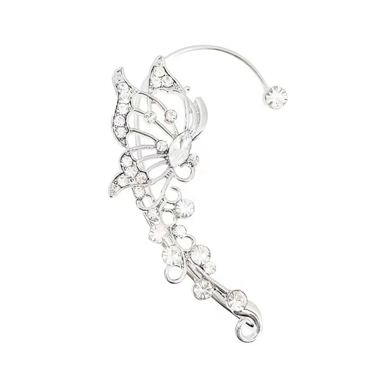 TAVIMART  -  Silver Plated Metal Butterfly Ear Clips Without Piercing For Women Sparkling Zircon Ear Cuff Clip Earrings Wedding Jewelry