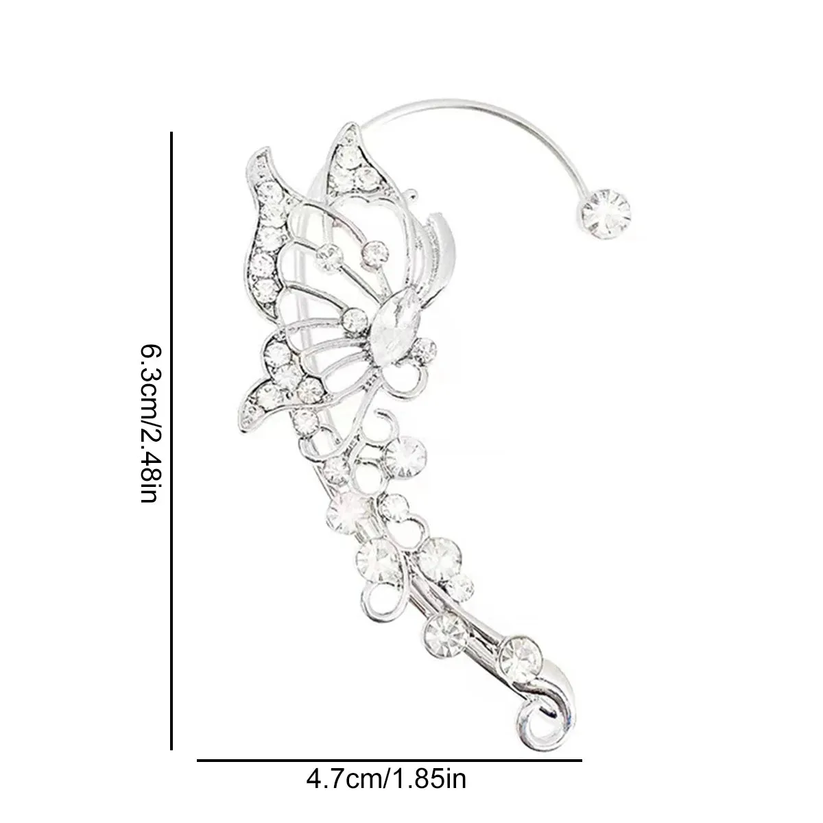 TAVIMART  -  Silver Plated Metal Butterfly Ear Clips Without Piercing For Women Sparkling Zircon Ear Cuff Clip Earrings Wedding Jewelry
