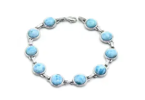 Ten 8mm Larimar Cabochon Bracelet