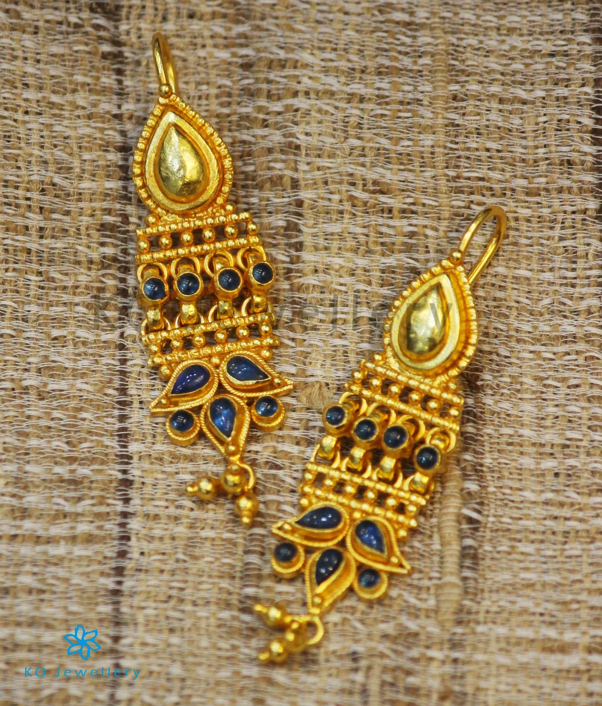 The Abir Silver Earrings(Blue)
