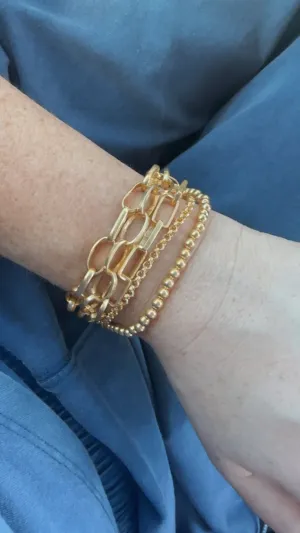 “The Golden Collection” GOLD CITY Handmade Sterling Silver Gold Plated 5 Strand Link Bracelet