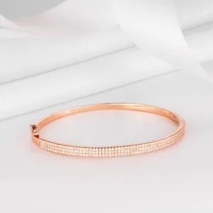 Three-Line CZ Rose Gold Plated 925 Sterling Silver Kada Bracelet
