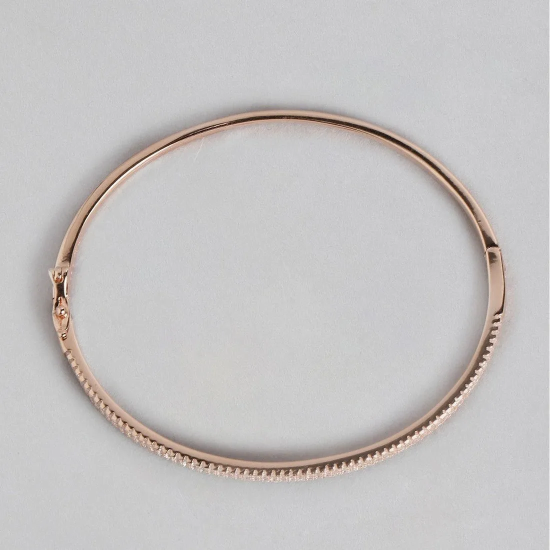 Three-Line CZ Rose Gold Plated 925 Sterling Silver Kada Bracelet