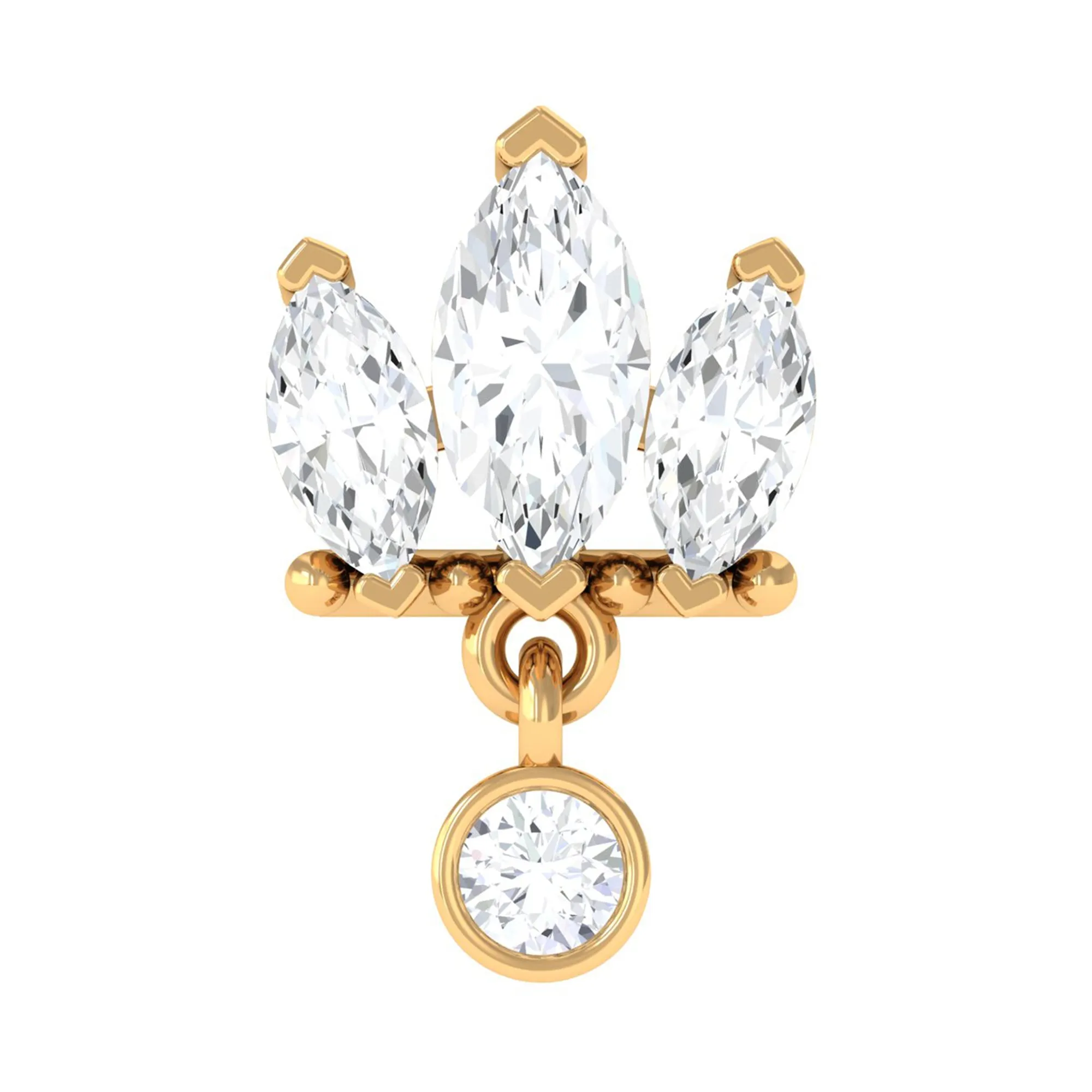 Three Marquise Shape Diamond Helix Drop Earring