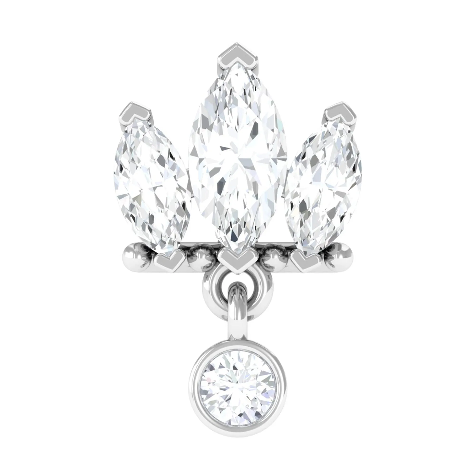Three Marquise Shape Diamond Helix Drop Earring