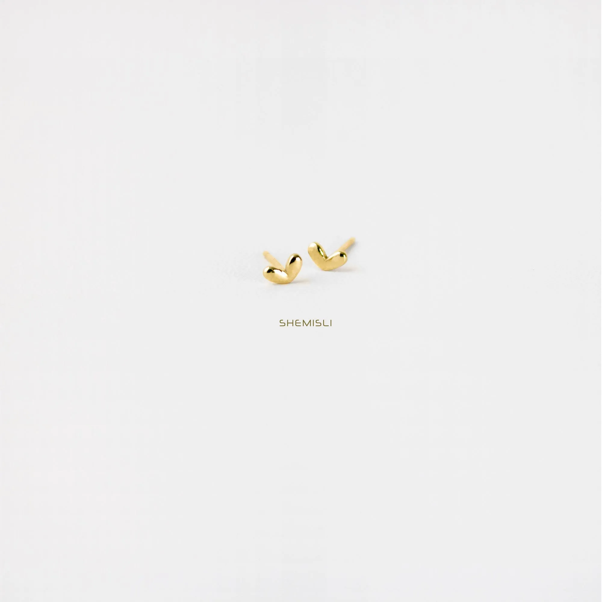 Tiny Heart Studs Earrings, Gold, Silver SHEMISLI SS028