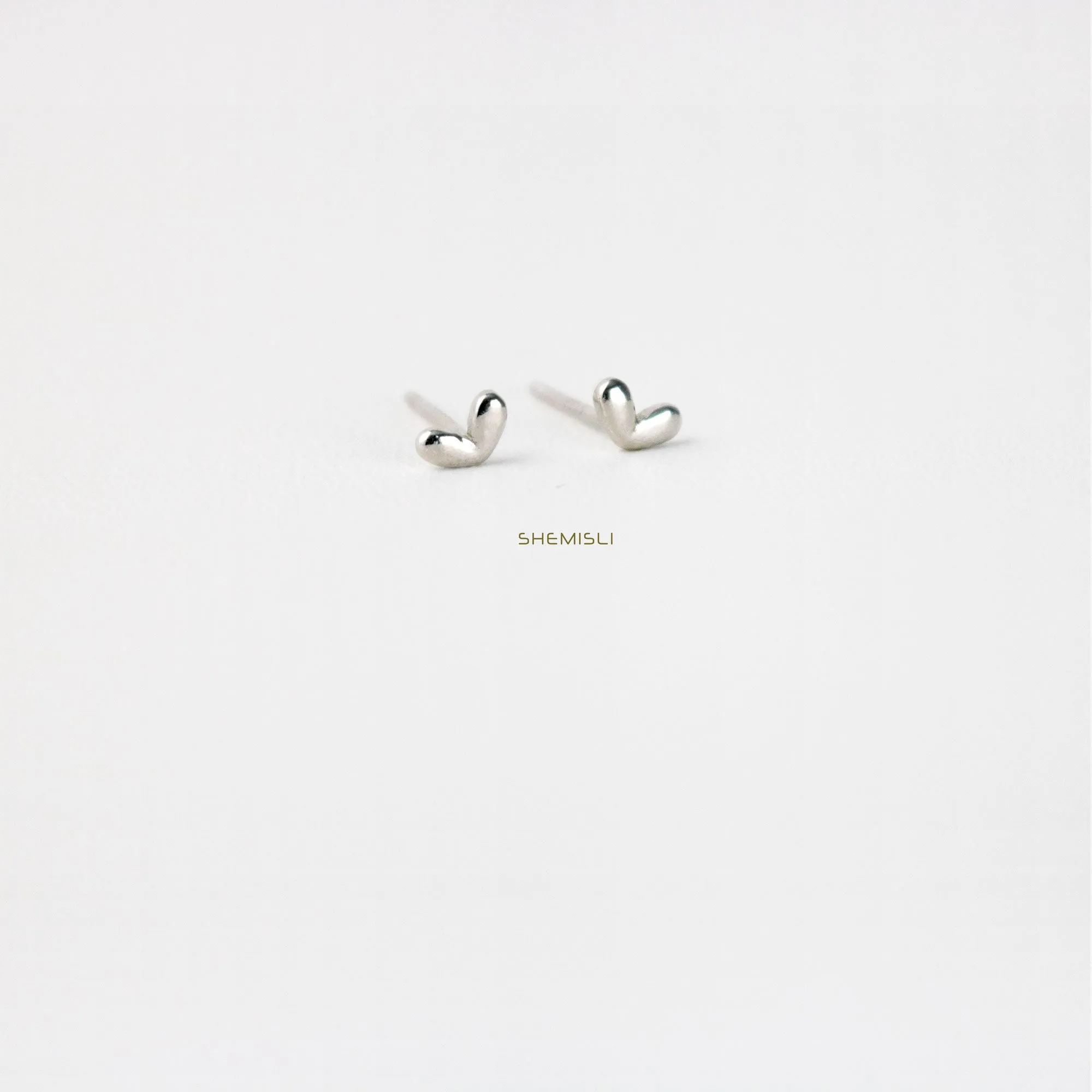 Tiny Heart Studs Earrings, Gold, Silver SHEMISLI SS028