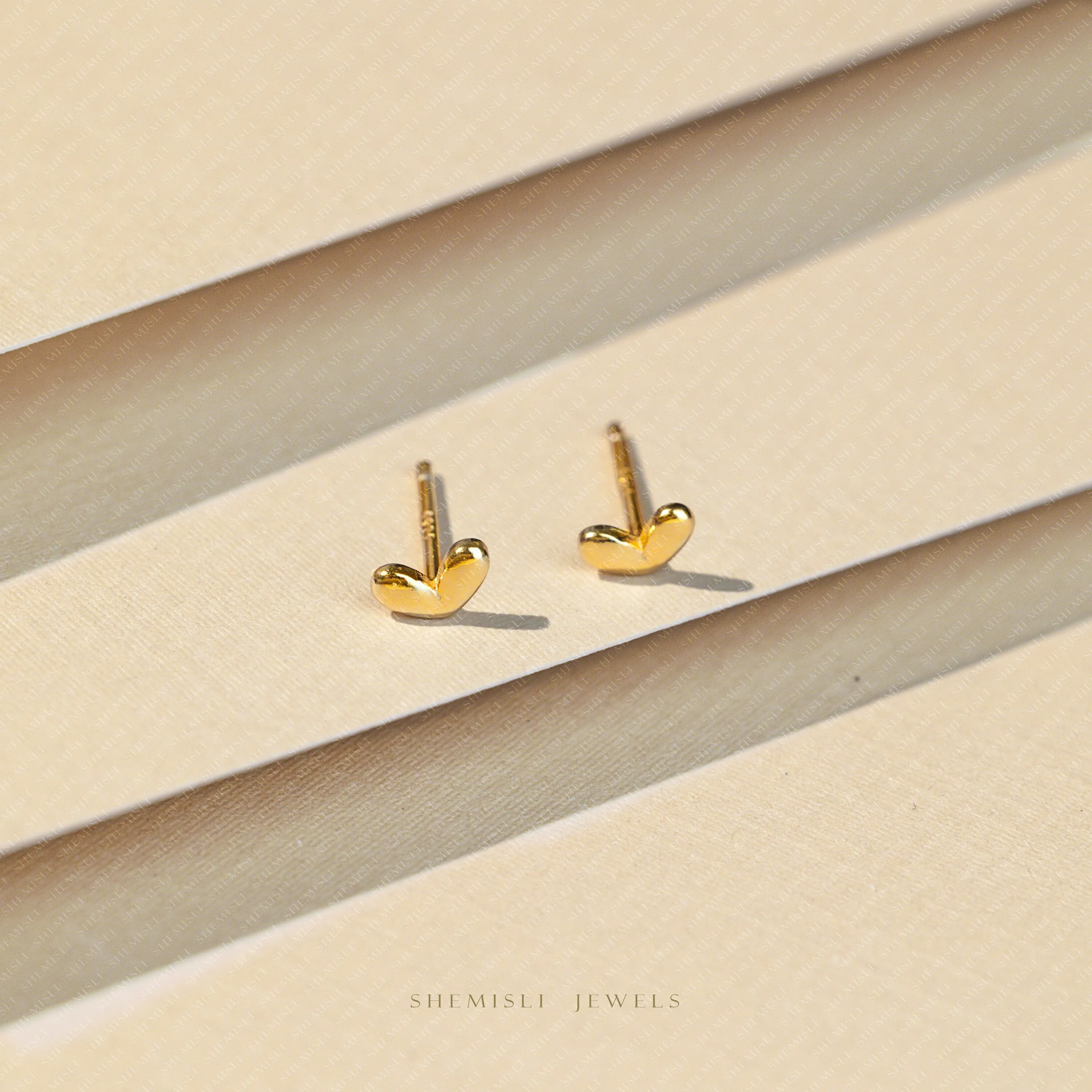 Tiny Heart Studs Earrings, Gold, Silver SHEMISLI SS028