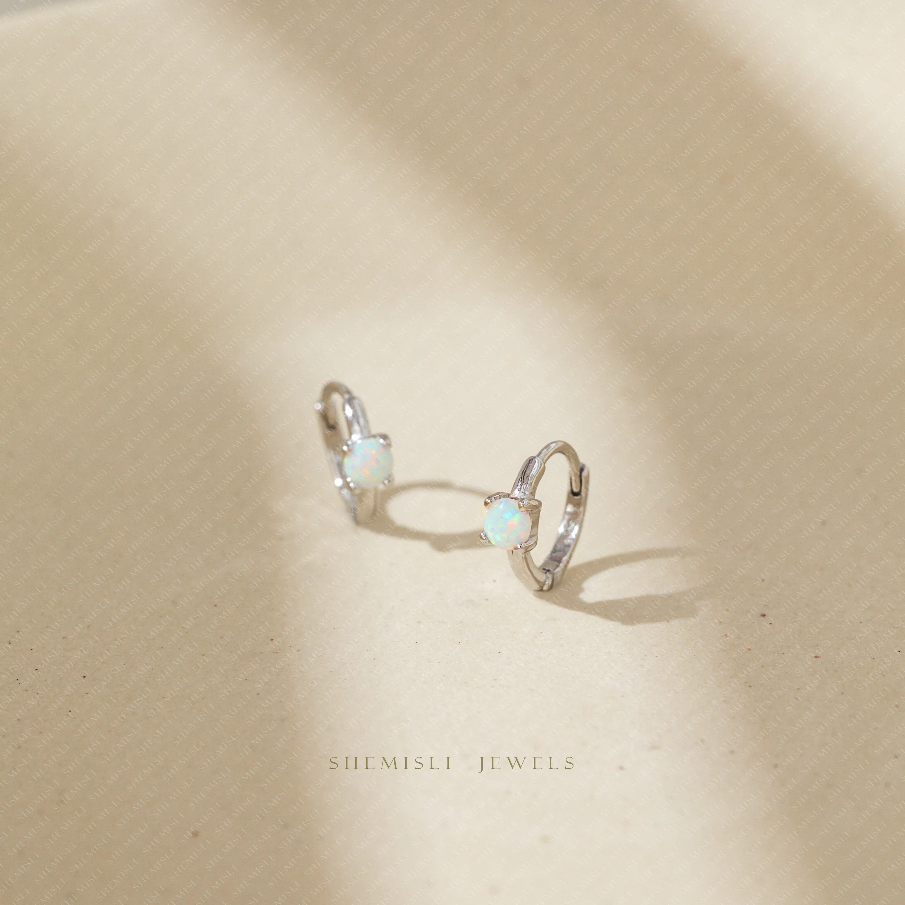 Tiny Opal Stone Helix Hoop Earrings, Unisex, Gold, Silver SHEMISLI SH666, SH667 (SH265), SH668, SH669