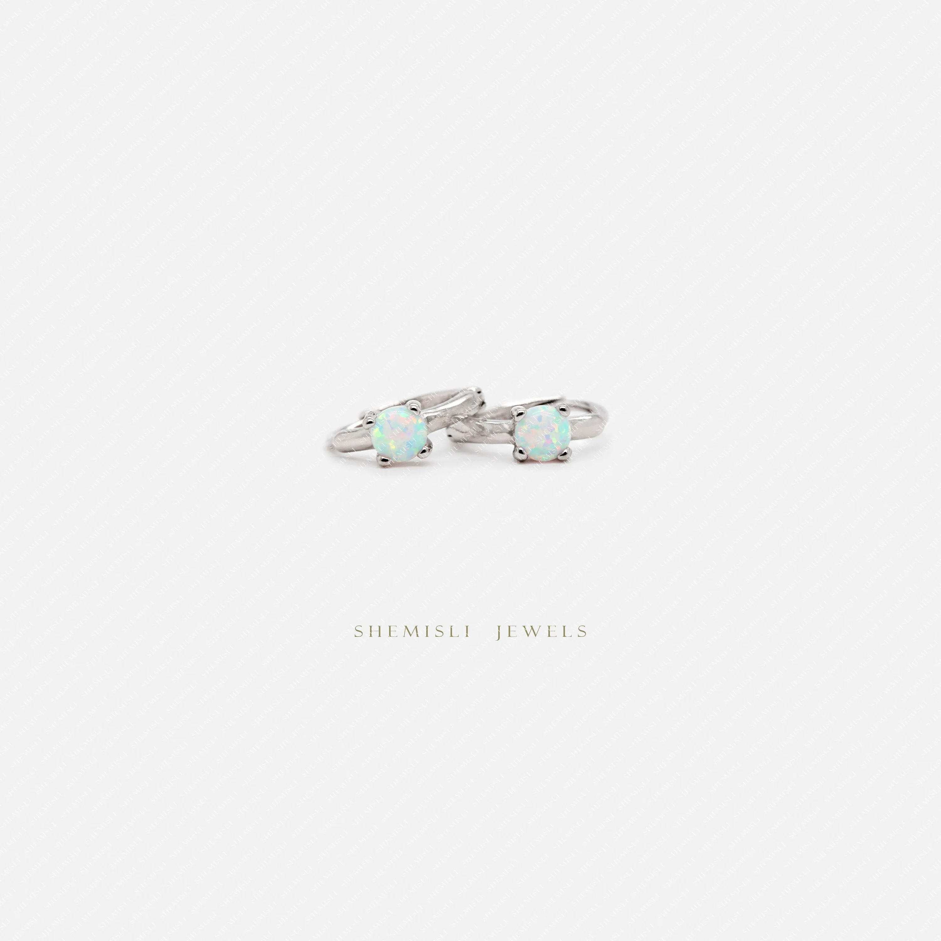Tiny Opal Stone Helix Hoop Earrings, Unisex, Gold, Silver SHEMISLI SH666, SH667 (SH265), SH668, SH669