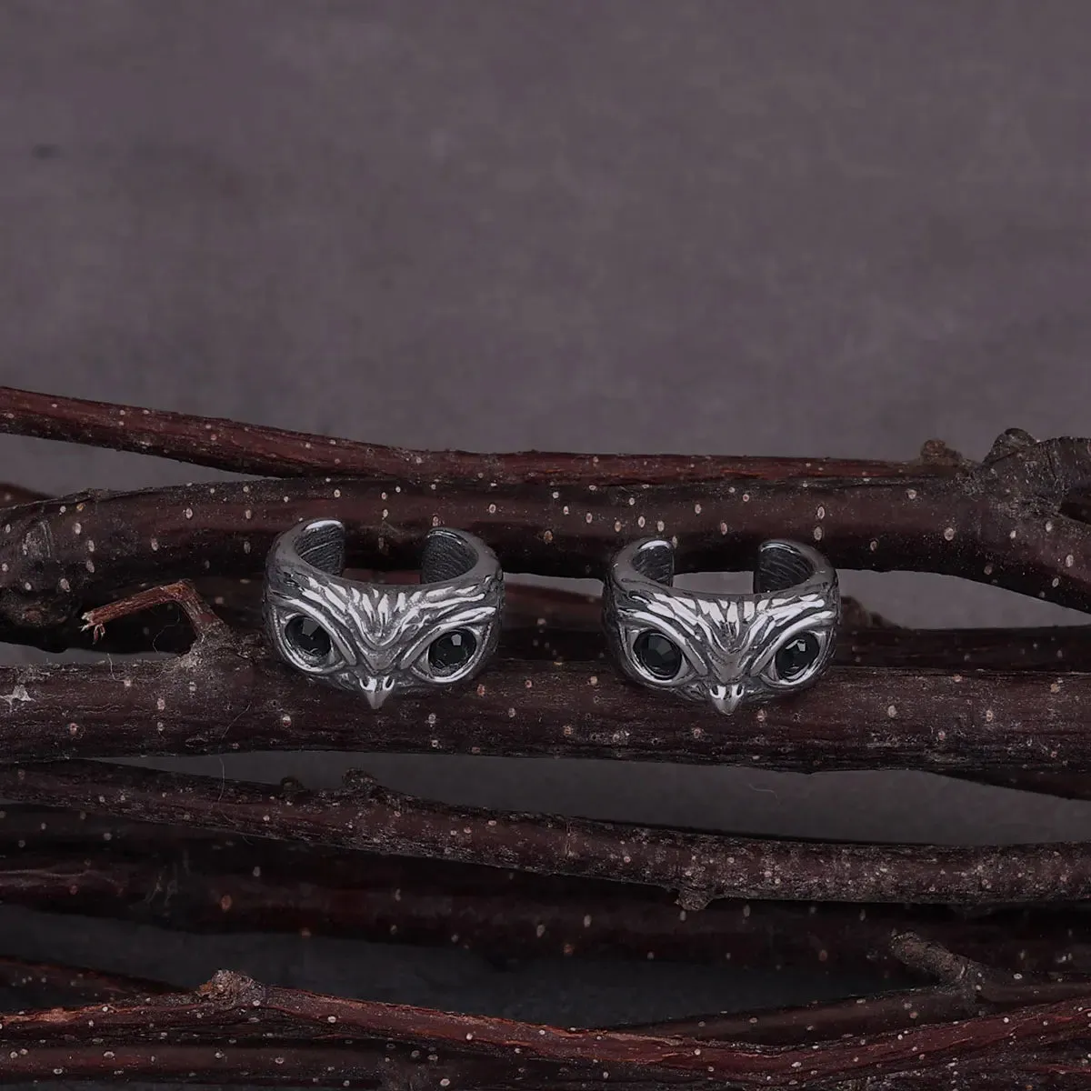 Tiny Red Zircon Inlay Clip Viking Earring