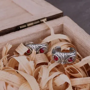 Tiny Red Zircon Inlay Clip Viking Earring
