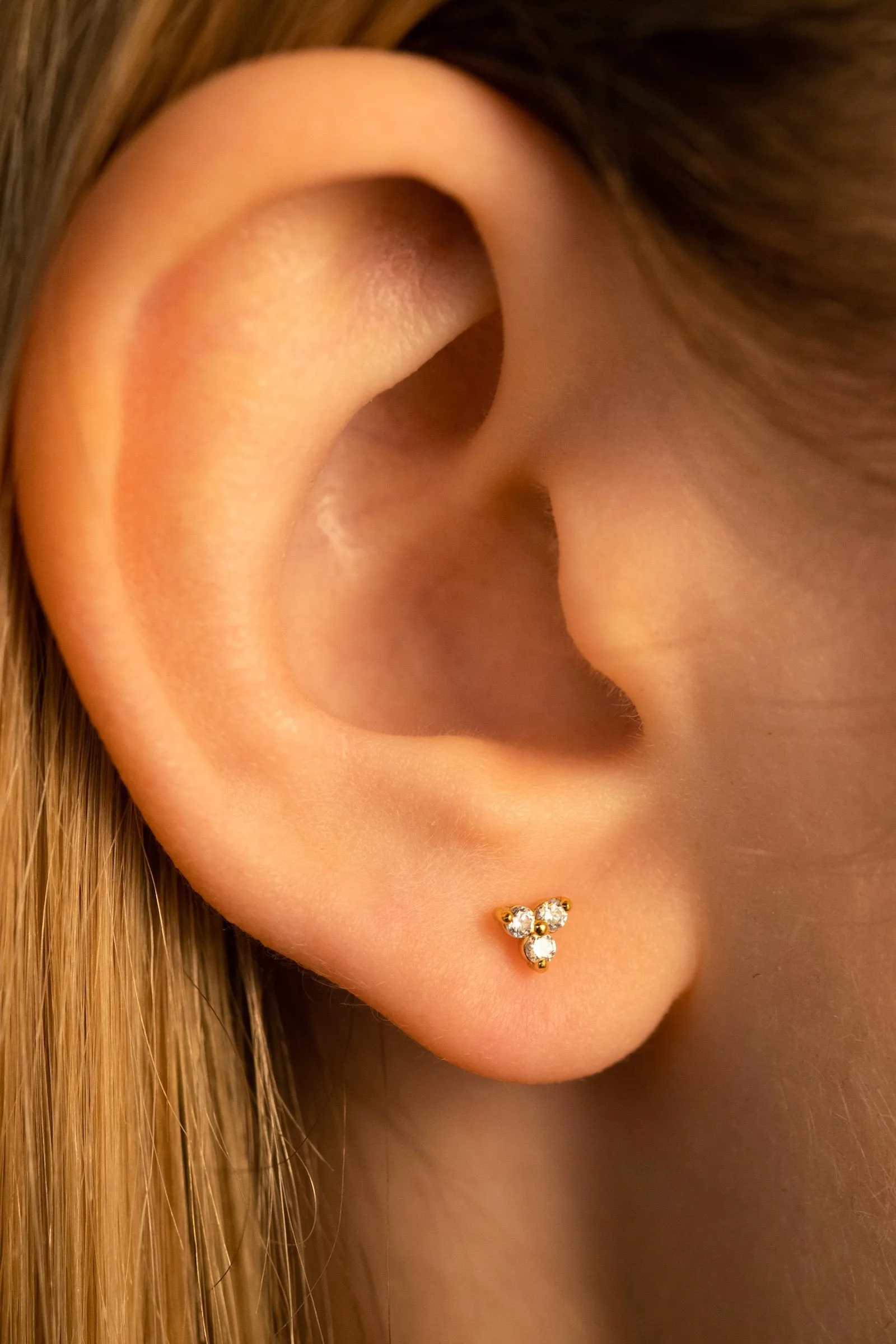 Tri Cz Studs Earrings
