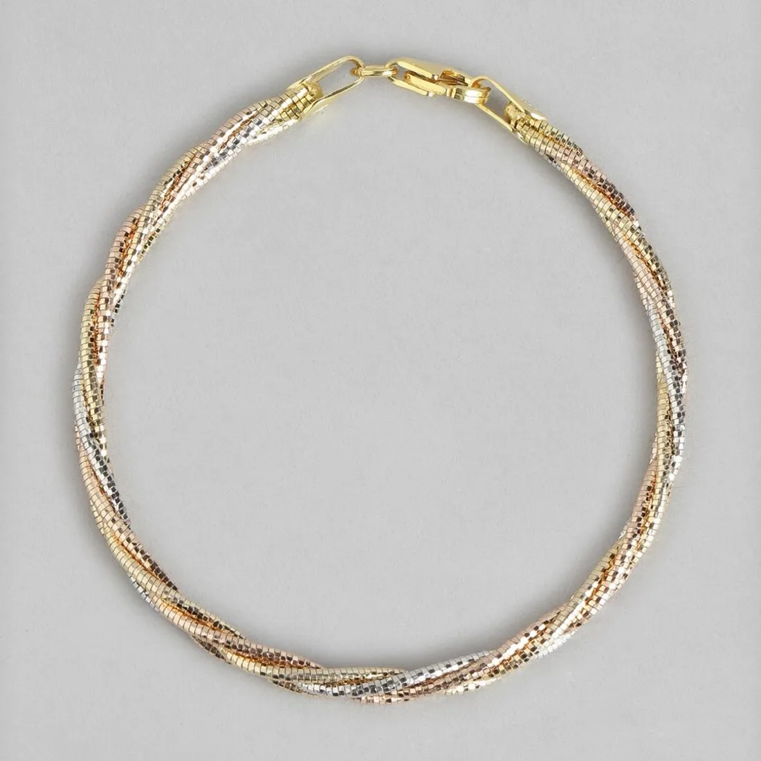 Trinity Harmony 925 Sterling Silver Tri-Color Plated Bracelet