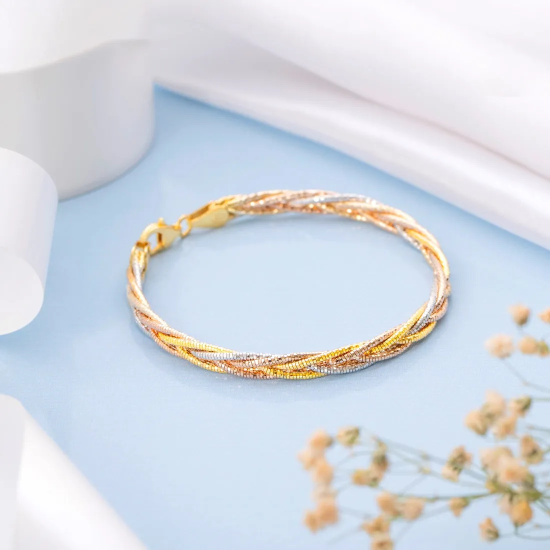 Trinity Harmony 925 Sterling Silver Tri-Color Plated Bracelet