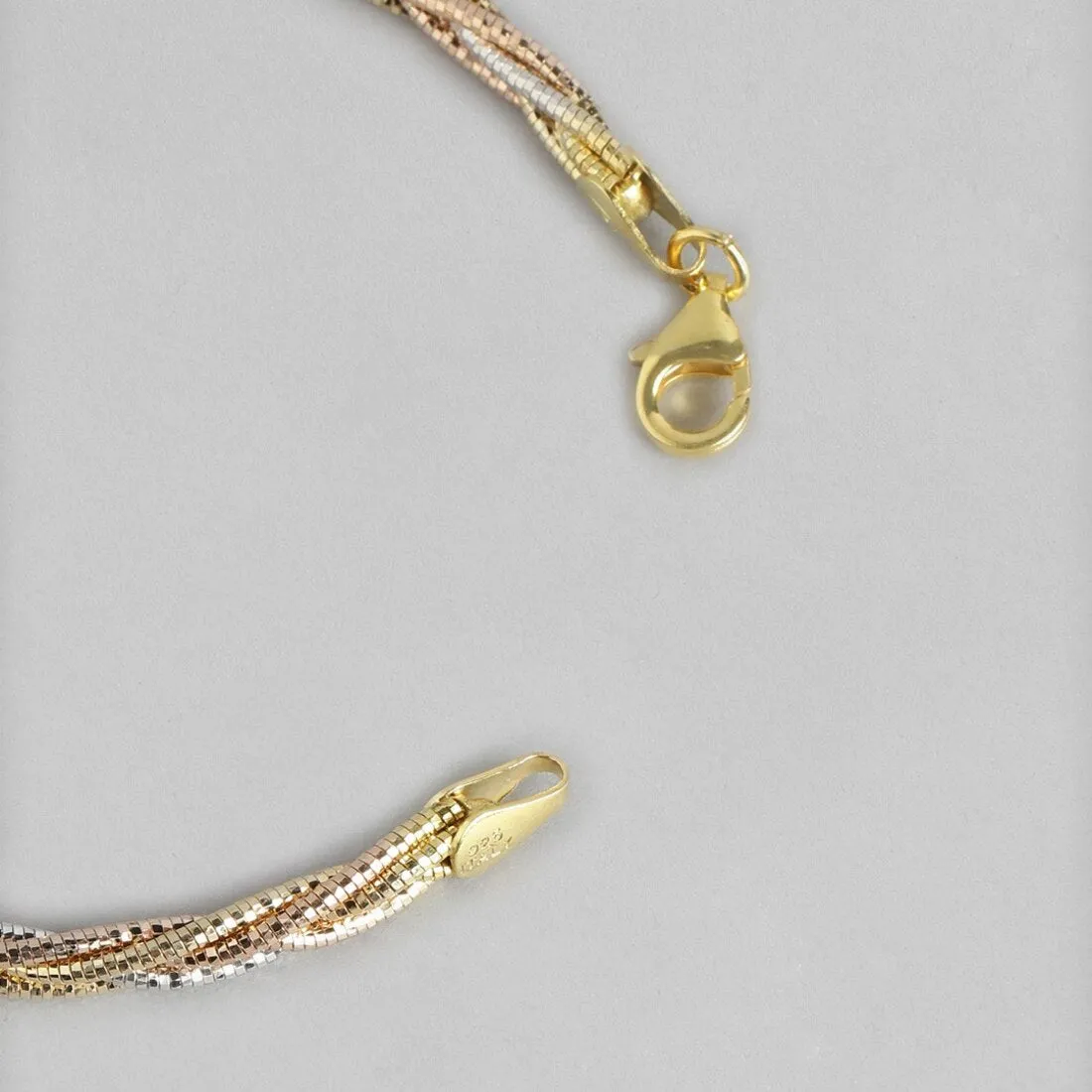 Trinity Harmony 925 Sterling Silver Tri-Color Plated Bracelet