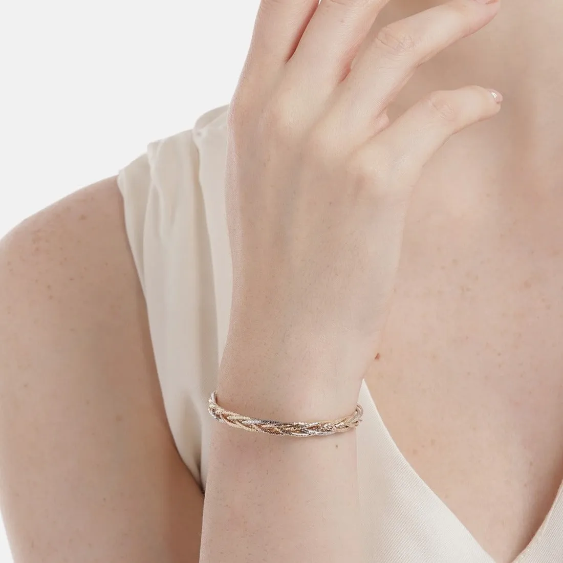 Trinity Harmony 925 Sterling Silver Tri-Color Plated Bracelet