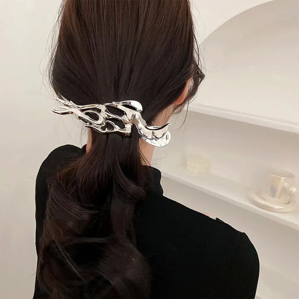 Unique melting metal flame look hair clip to highlight hair