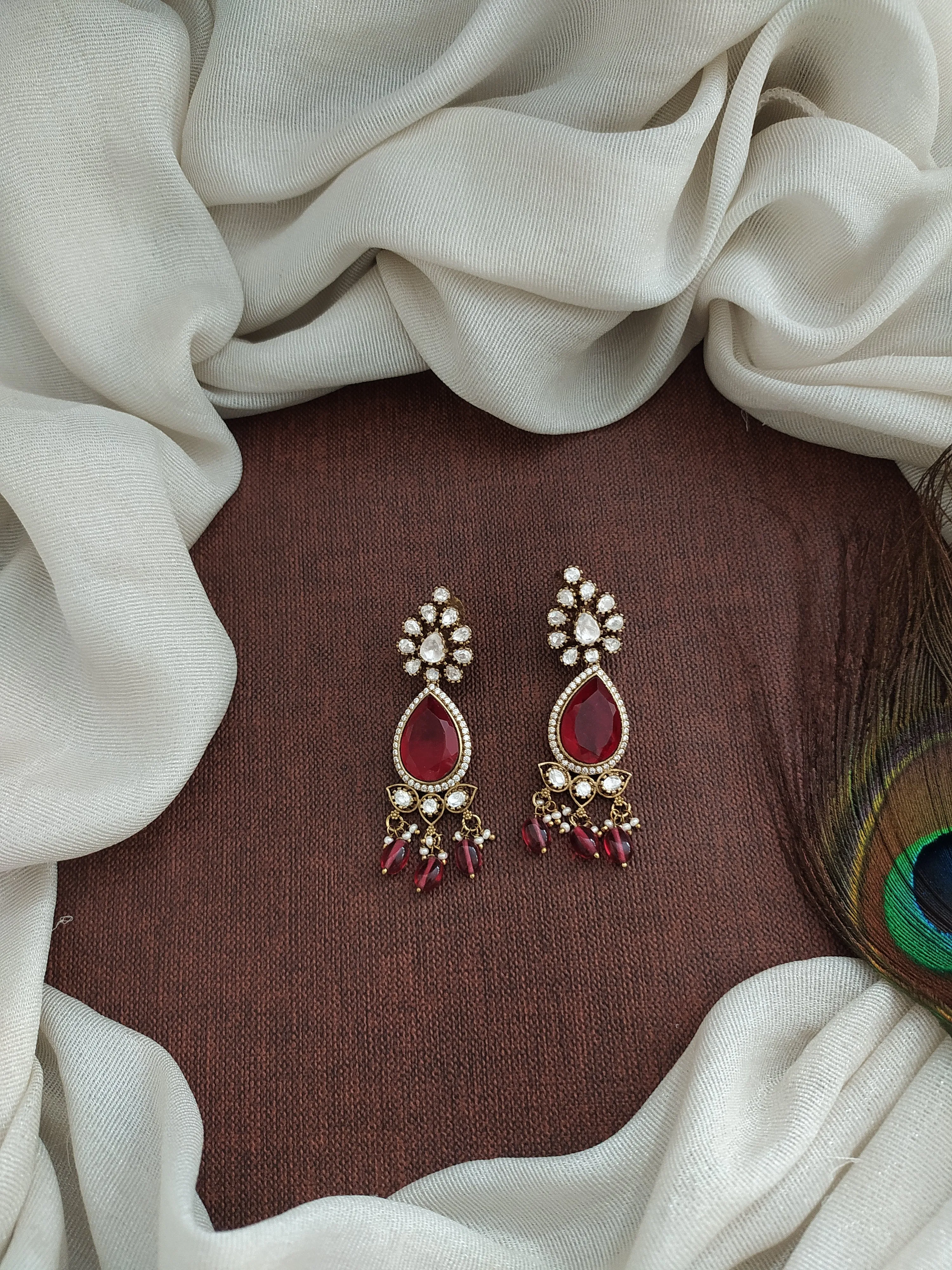 Victorian Finish Moissanite Earrings