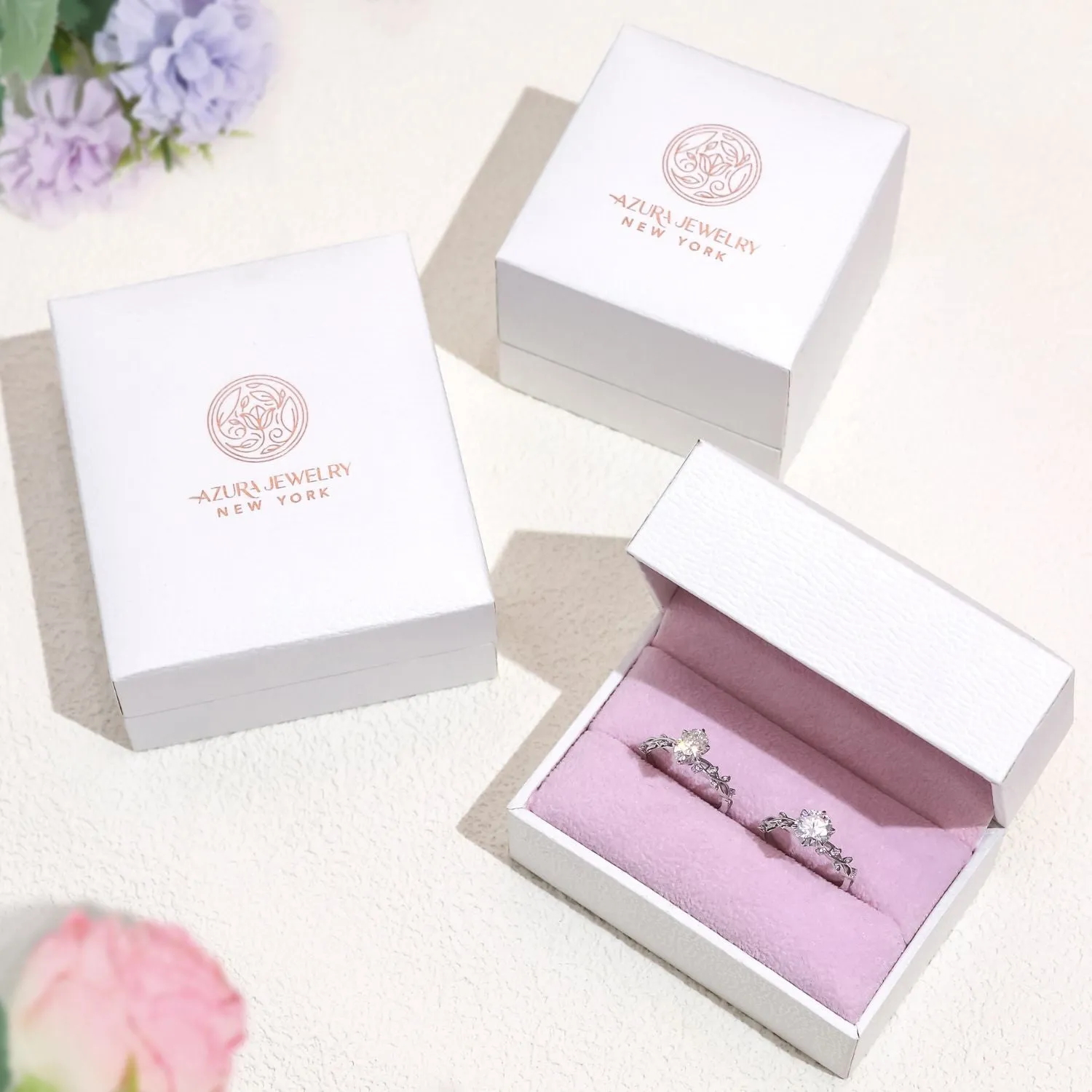 Victorian Lace Aquamarine© and Hearty Heart Ring Set (Yellow Gold)