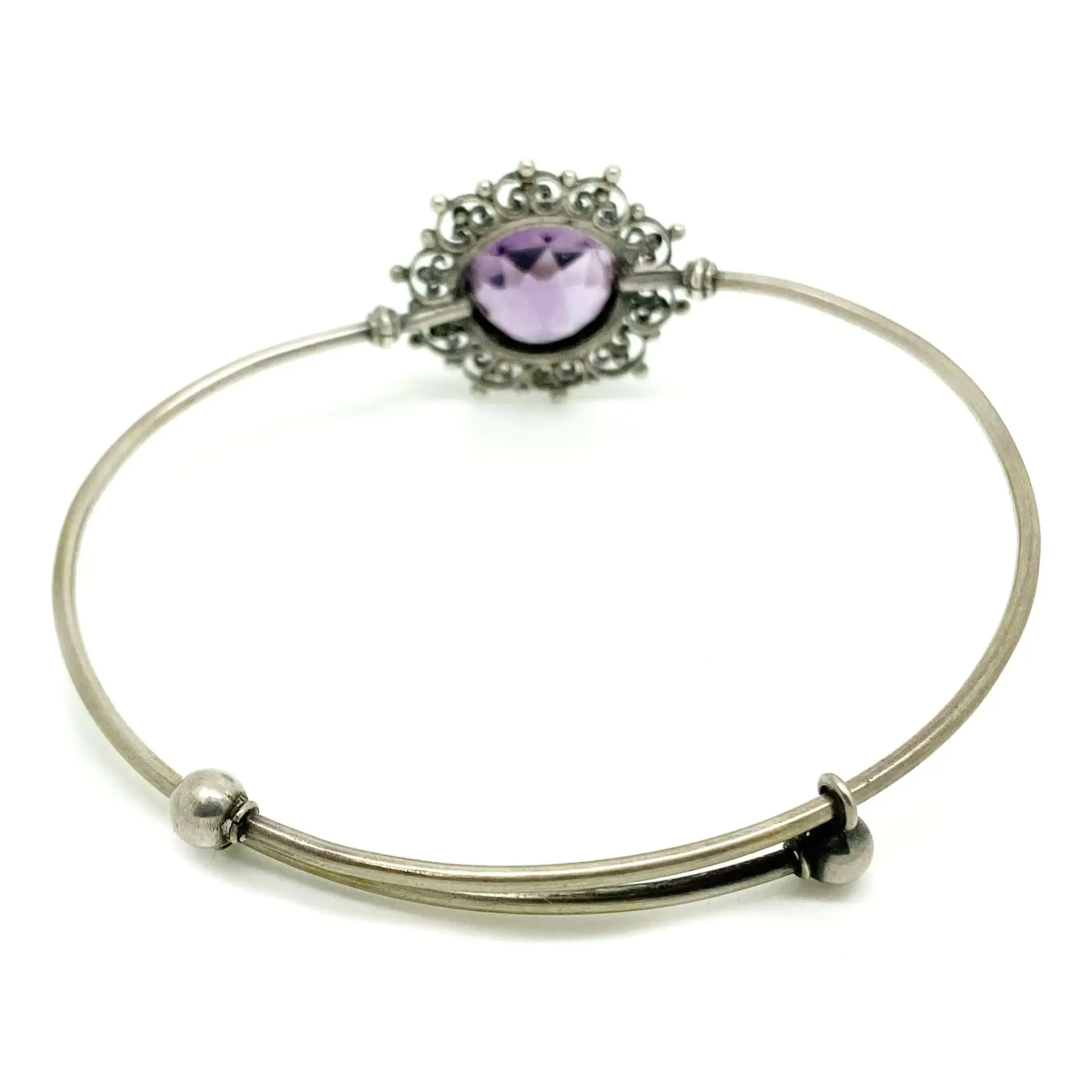 Vintage Amethyst Silver Bangle Bracelet