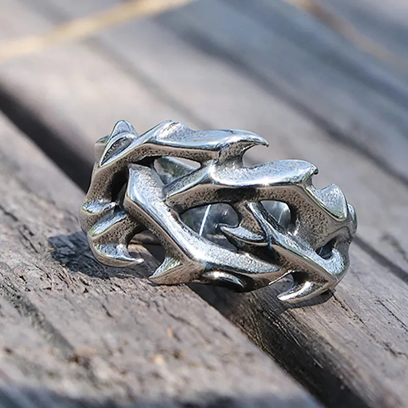Vintage Hollow Out Design Crown of Thorns Rings For Men Women Stainless Steel Biker Men's Rings Fashion Wedding Party Gifts