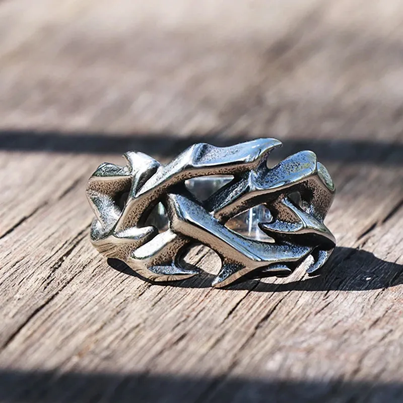 Vintage Hollow Out Design Crown of Thorns Rings For Men Women Stainless Steel Biker Men's Rings Fashion Wedding Party Gifts