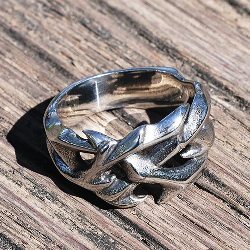Vintage Hollow Out Design Crown of Thorns Rings For Men Women Stainless Steel Biker Men's Rings Fashion Wedding Party Gifts
