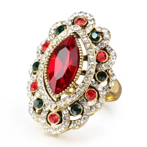 Vintage Jewelry Black Crystal Rings for Women with Zircon in Gold Color