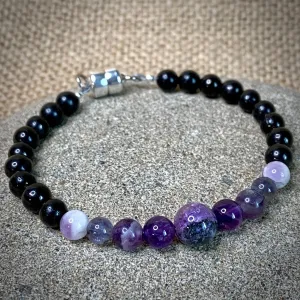 Violet Gemstones & Shungite Bracelet, Crown Chakra, Calm & Intuition