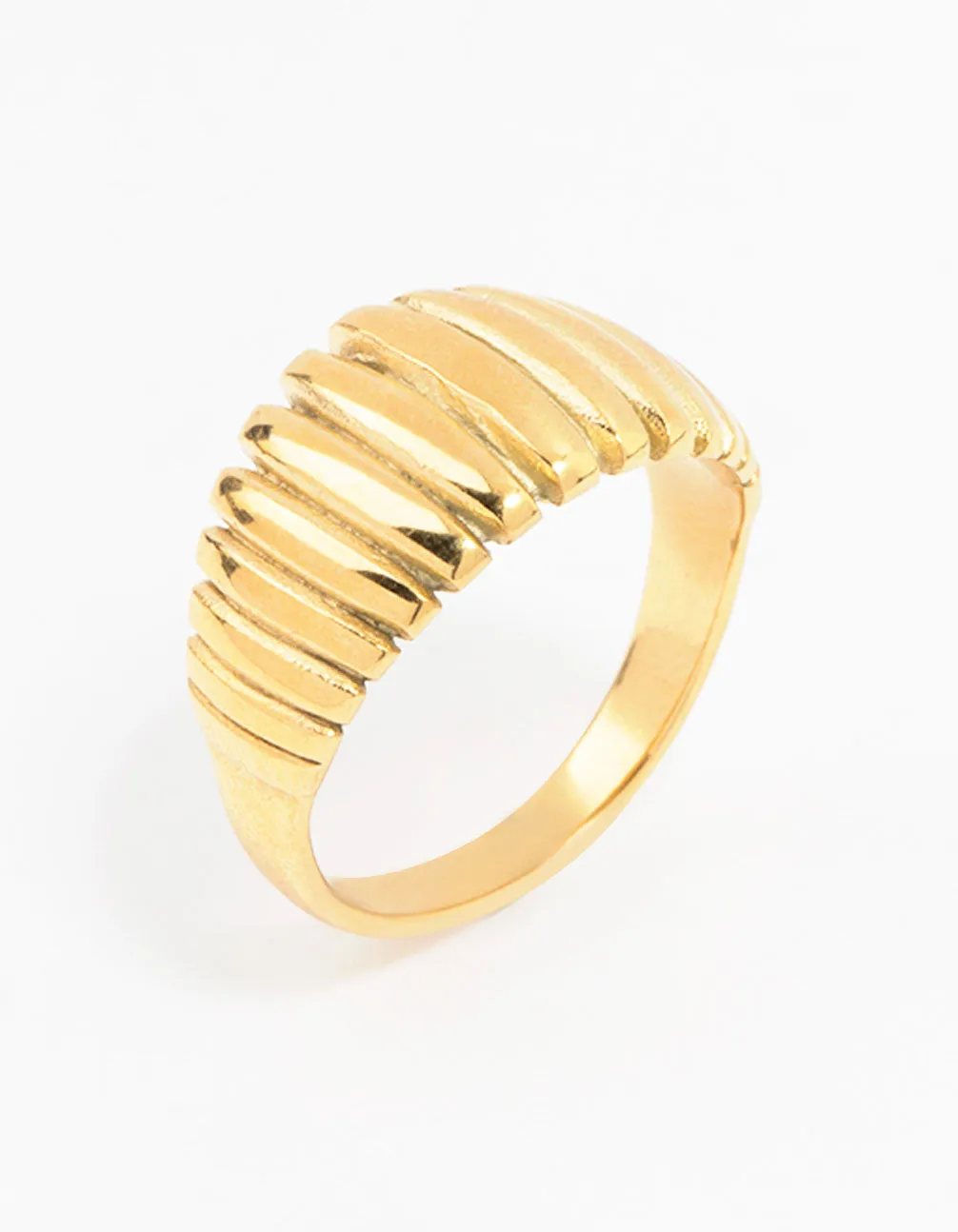 Waterproof Gold Plated Stainless Steel Croissant Cocktail Ring