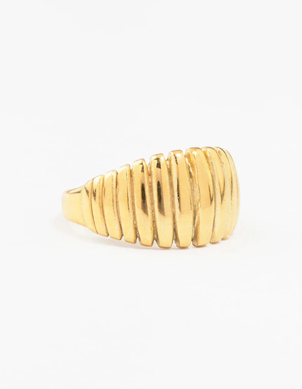 Waterproof Gold Plated Stainless Steel Croissant Cocktail Ring