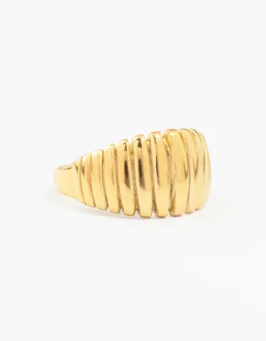 Waterproof Gold Plated Stainless Steel Croissant Cocktail Ring