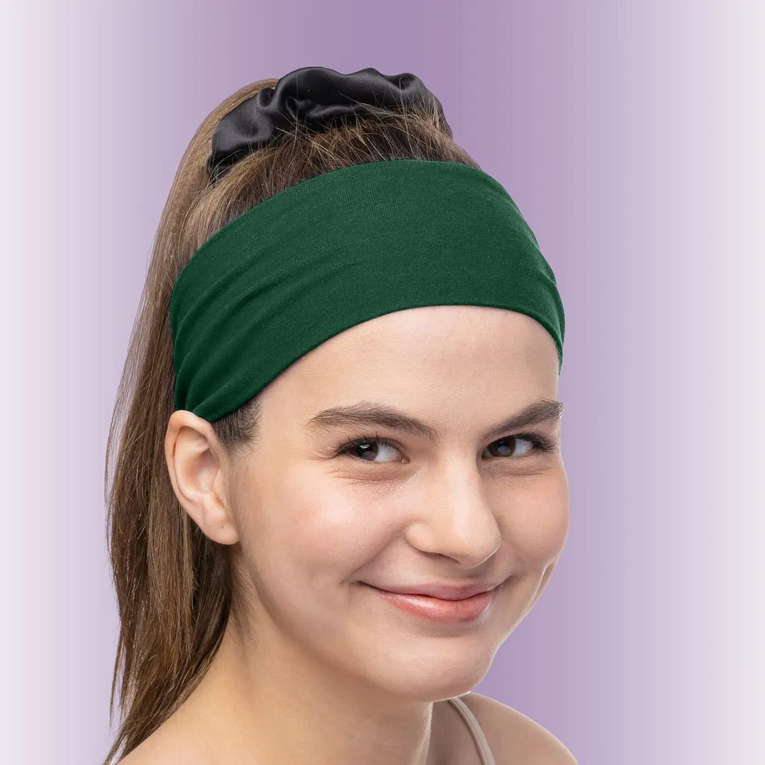 Women's Headbands Cotton Jersey 3" Wide Yoga Fitness Fashion Made in the USA Forest
