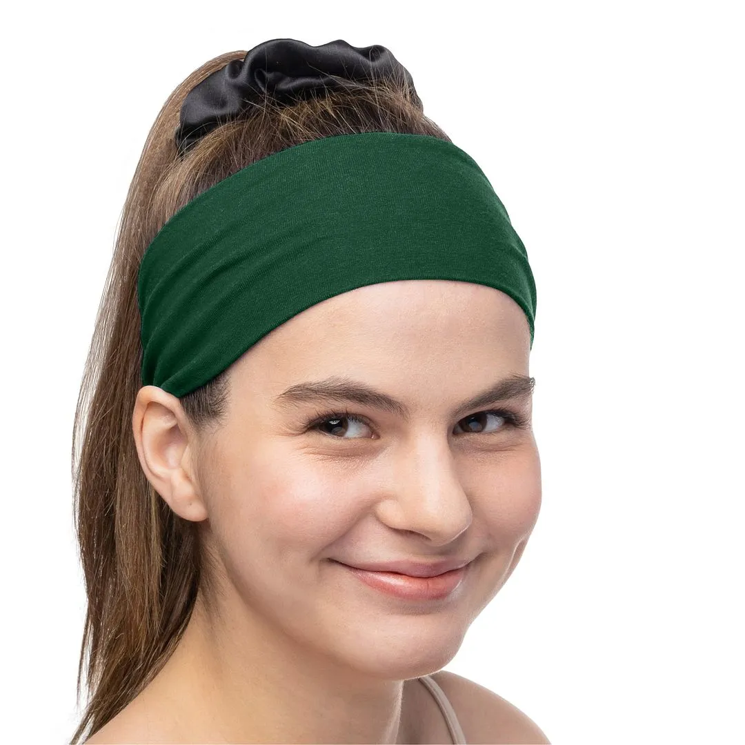 Women's Headbands Cotton Jersey 3" Wide Yoga Fitness Fashion Made in the USA Forest