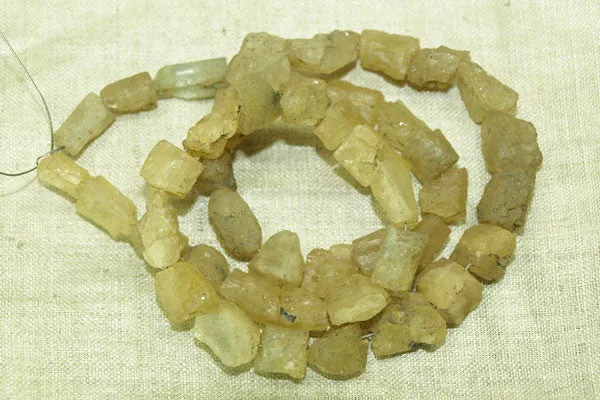 Yellow Aquamarine Crystal nugget Beads