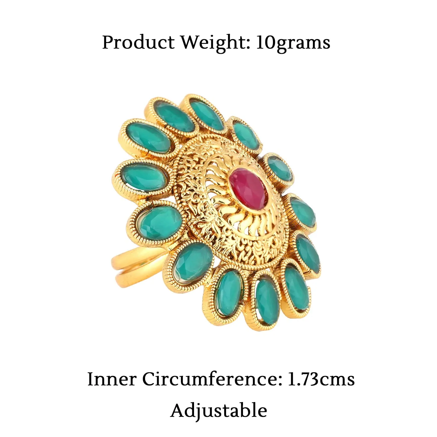 Yellow Chimes Rings for Women Stones Studded Gold Plated Cocktail Wedding Traditional Ring for Women and Girls.