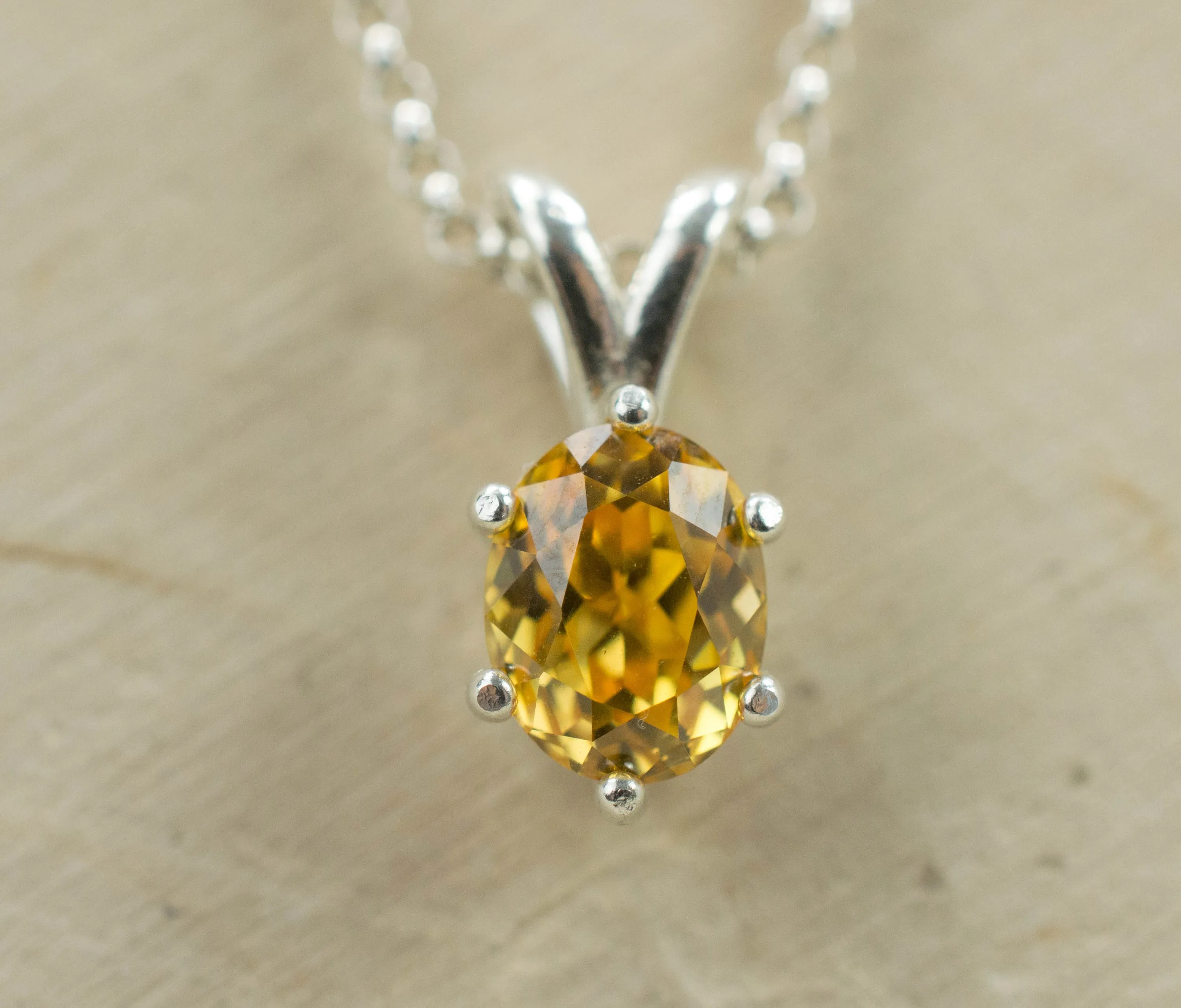 Yellow Zircon Pendant, Genuine Untreated Madagascar Zircon