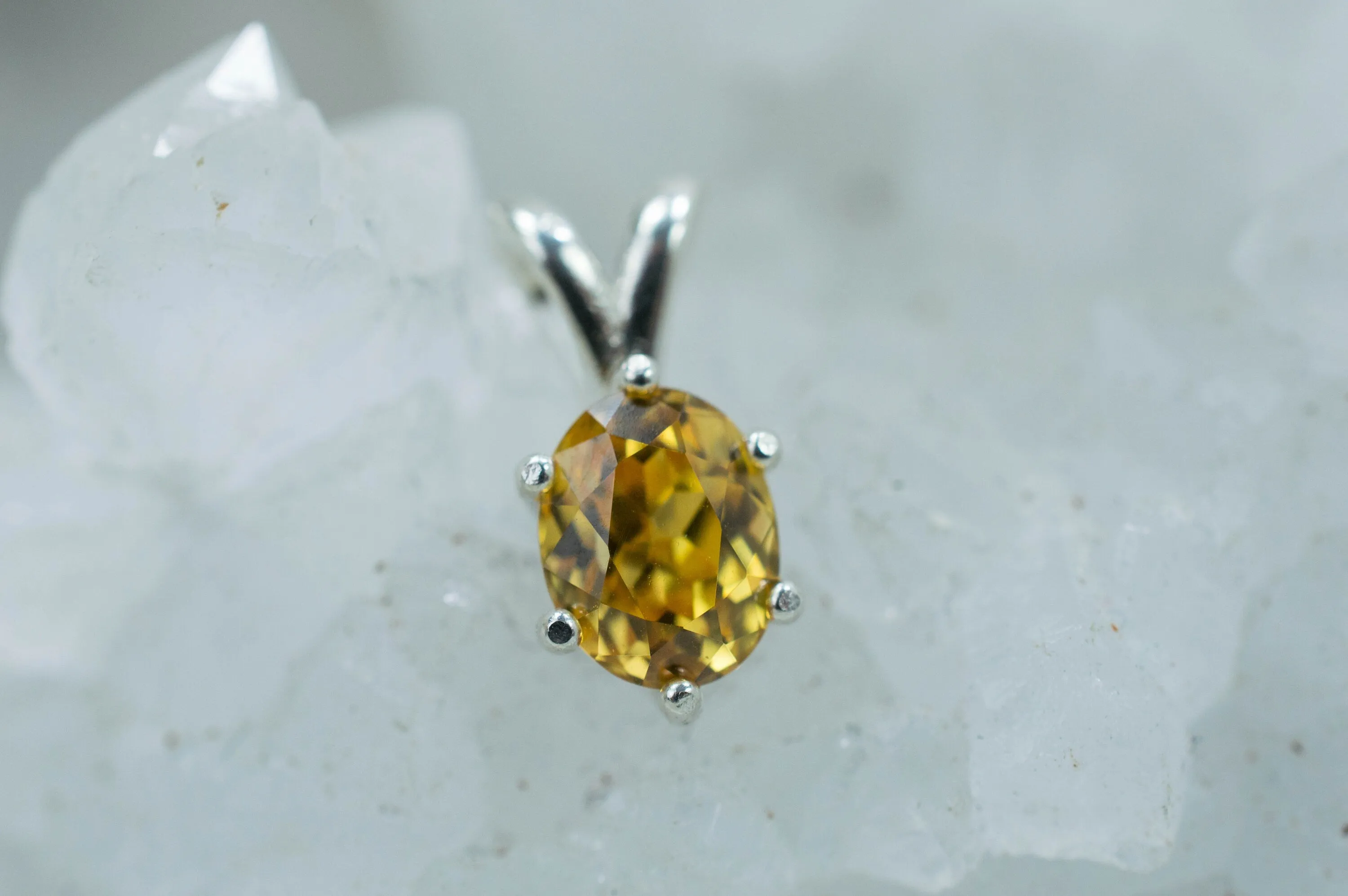 Yellow Zircon Pendant, Genuine Untreated Madagascar Zircon