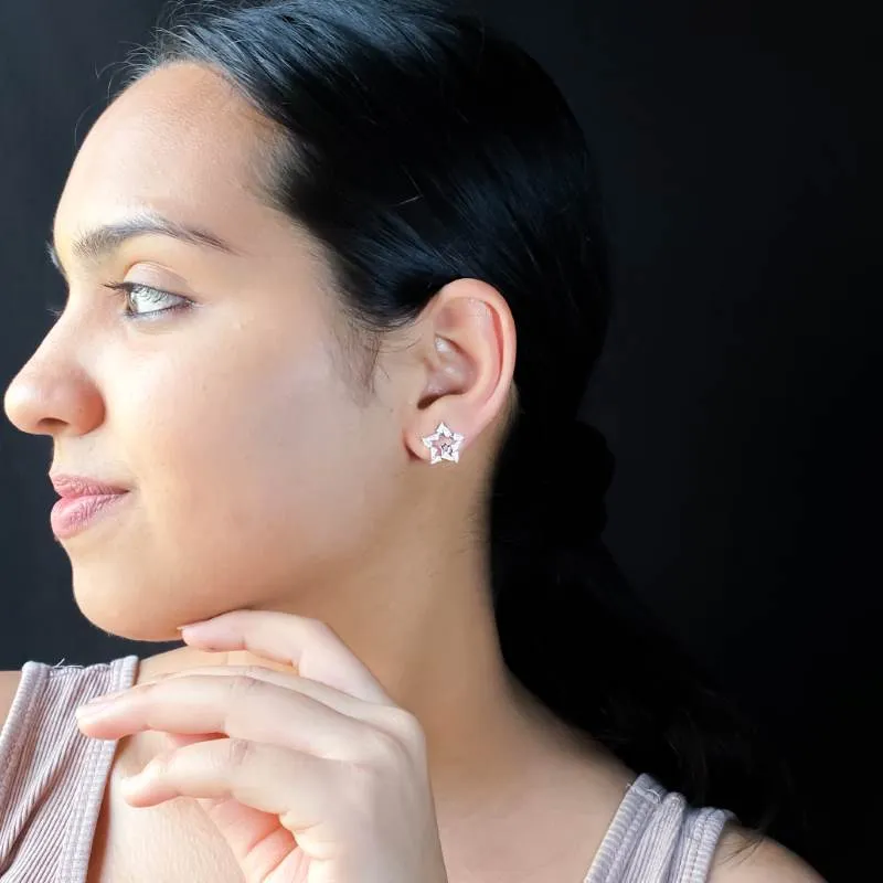 Zircon Studded Dual Star Earrings