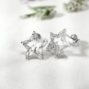 Zircon Studded Dual Star Earrings