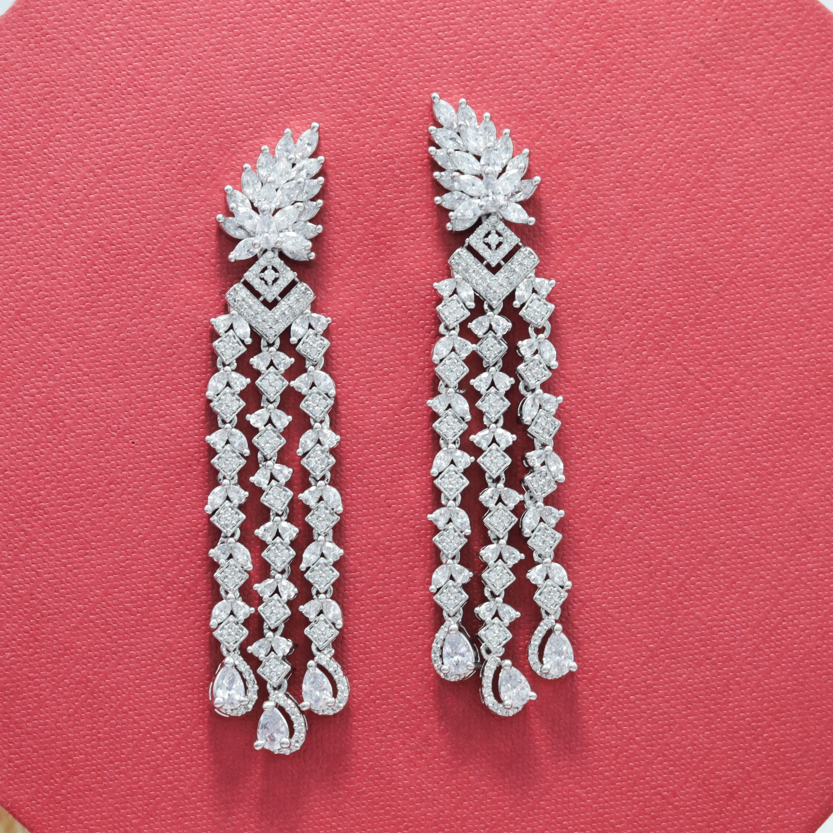 Zircon/AD Long Earring 1403-100
