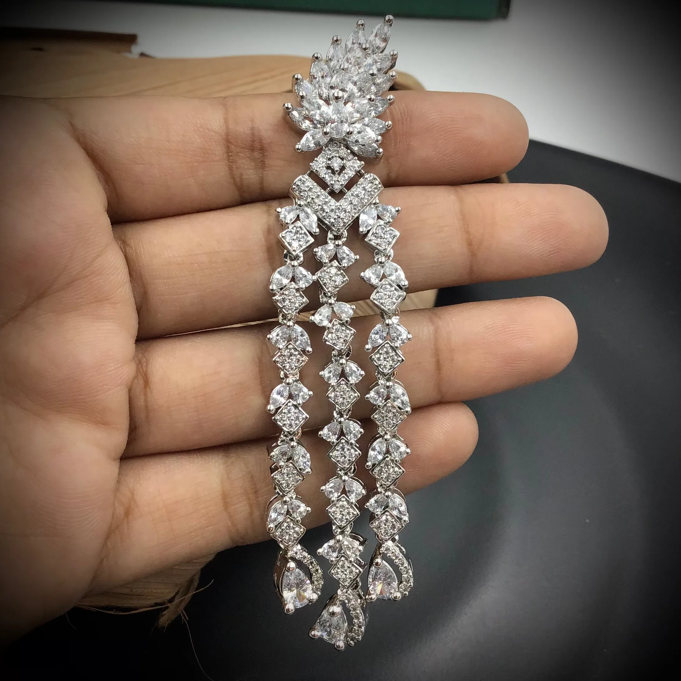 Zircon/AD Long Earring 1403-100