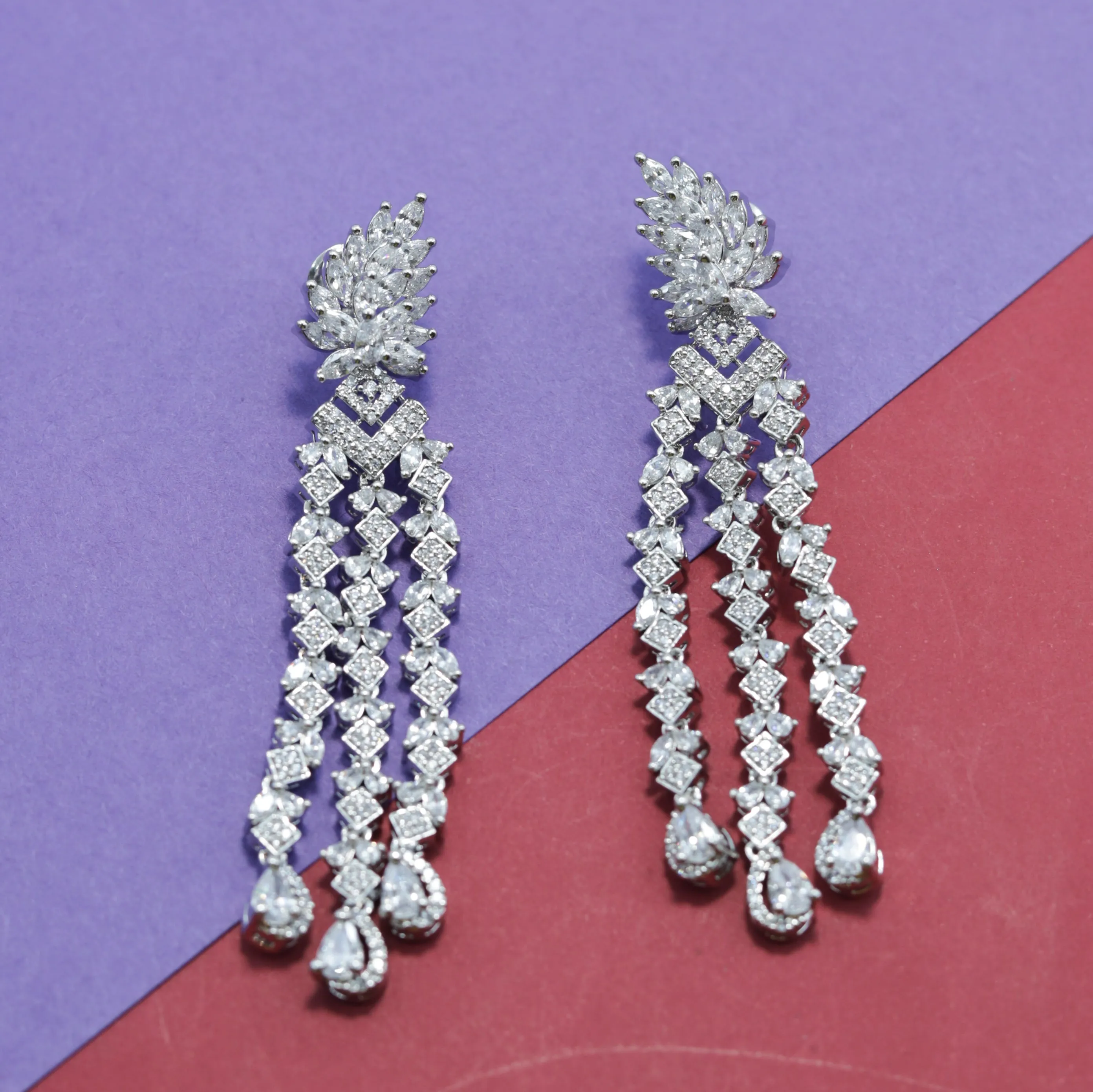 Zircon/AD Long Earring 1403-100